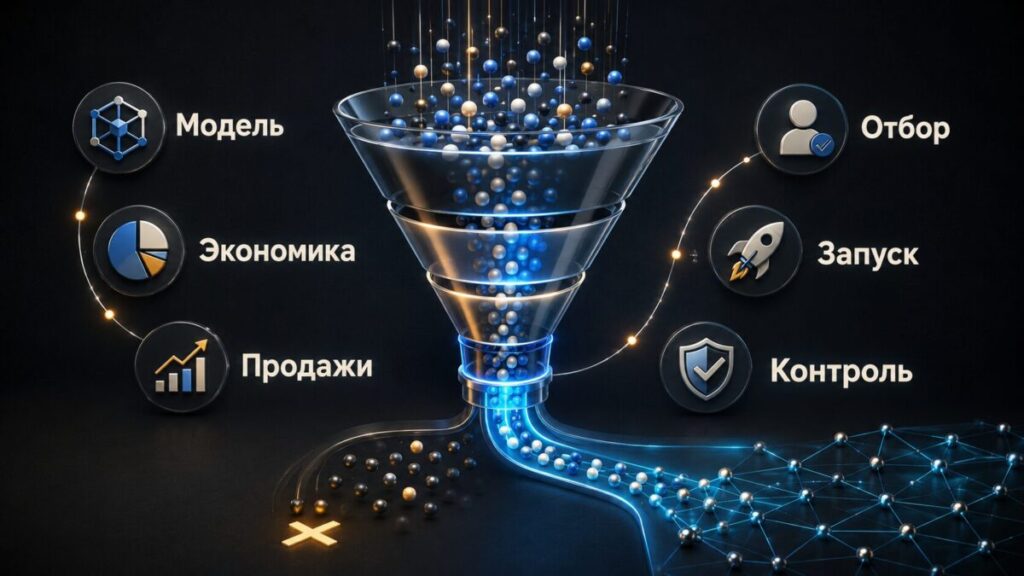 Схема прохождения заявок на франшизу через этапы проверки и запуска партнёра